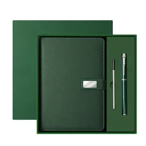 Cuaderno de cuero corporativo personalizable, juego de regalo, termo, logotipo personalizado, diario de lujo, caja de regalo promocional con bolígrafo