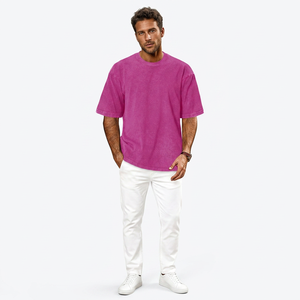 T-shirt noir formel surdimensionné délavé à l'acide pour hommes, 230 g/m², en coton épais et ample, anti-boulochage, idéal pour l'été – Vente en gros personnalisée - Product Image 1