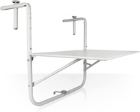 Table suspendue de balcon en bois, Table de Table pliable, à 3 voies réglables en hauteur, effet bois, W x D: 59.5x35.5 cm