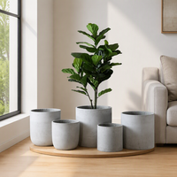 Grand pot en ciment 40x40x40cm rond léger pour décoration de sol intérieur/extérieur