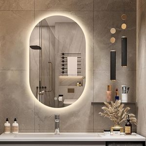 Miroir mural de taille personnalisée Miroir de salle de bain LED intelligent Miroirs LED ovales sans cadre - Product Image 1