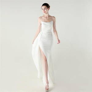 33673 # Satin perlé chaîne Slim Fit sirène haute fente <span class=keywords><strong>robe</strong></span> <span class=keywords><strong>de</strong></span> soirée parole longueur pour été fête dîner cérémonie événement naturel - Product Image 4