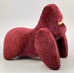 현대적인 고릴라 모양의 바퀴 달린 라운지 의자, 조형적인 액센트 의자, 아파트 거실용 패브릭+금속 가구 - Product Image 5