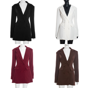 JS420 Abito Elegante da <span class=keywords><strong>Donna</strong></span>, Vestito Blazer Doppiopetto su Misura, Mini Abito Formale Slim-Fit da Ufficio per Donne - Product Image 4