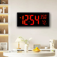 Reloj de Pared Digital LED Grande, Moderno y Decorativo, con Temperatura, Humedad, Calendario, Minimalista, para el Hogar, para Personas con Demencia