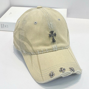 Casquette unisexe en coton pur avec strass personnalisés OEM, bord incurvé, style vintage, casquette de baseball en coton délavé style hip-hop - Product Image 2