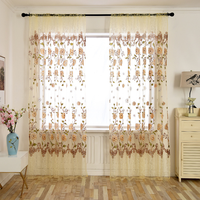 Rideaux Transparents Floraux Personnalisés en Polyester Écologique et Coton Biologique pour Cuisine et Salon