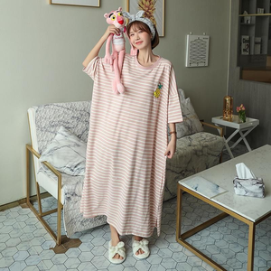 Ensemble <span class=keywords><strong>de</strong></span> jupe <span class=keywords><strong>de</strong></span> pyjama à rayures amples d'été pour femmes vêtements <span class=keywords><strong>de</strong></span> <span class=keywords><strong>nuit</strong></span> en tricot Dacron à manches longues, vêtements <span class=keywords><strong>de</strong></span> <span class=keywords><strong>nuit</strong></span> ventilés confortables, grandes tailles - Product Image 5