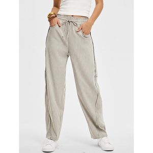 Womens Striped Wide Leg Pants High Waist Elastic <b>Drawstring</b> Casual Breathable Lounge <b>Trousers</b> With Pockets Summer Style - Product Image 4