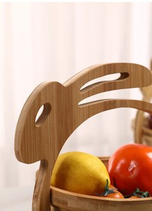 Cesta de Frutas Plegable de Bambú con Forma de Animal, Tazón de Almacenamiento Plegable, Organizador de Alimentos para la Encimera de la Cocina - Product Image 2