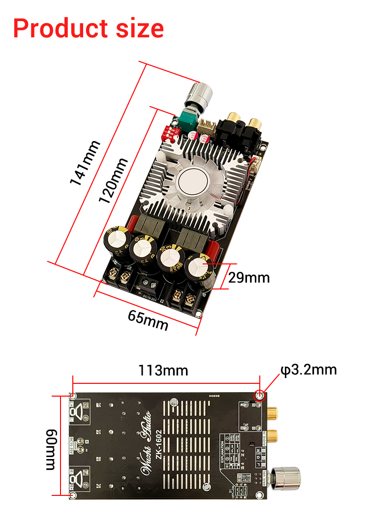 WUZHI AUDIO ZK-1602 Digital Amplifier Board Module - TDA7498E 160W