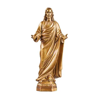 mesih ahşap heykel Suppliers-Ev dekorasyon hediye İsa mesih Cooper heykeli bronz dini sanat heykel