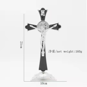 Katolik Yesus logam berdiri salib dekorasi agama Salib Katolik salib logam tampilan St. Benedict salib - Product Image 3