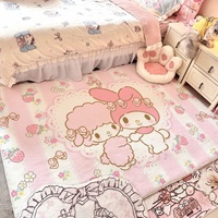 Tapis en fausse fourrure Sanrio mignon style dessin animé pour salon, chambre, chevet, style Instagram, tapis de table basse Kawaii, crème moderne
