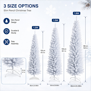 Árbol <span class=keywords><strong>de</strong></span> <span class=keywords><strong>Navidad</strong></span> Artificial Blanco Tipo Lápiz <span class=keywords><strong>de</strong></span> 1.2m, 1.5m, 1.8m, Listo para Enviar, <span class=keywords><strong>Delgado</strong></span> y Elegante para Decoración <span class=keywords><strong>de</strong></span> Espacios Pequeños - Product Image 5