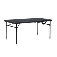 Table d'extérieur pliable réglable en HDPE écologique, imperméable, pliable en deux, légère et portable, noir intense, 4 pieds