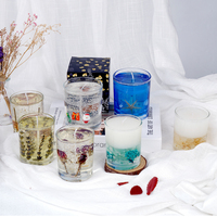 Echte Blumen-Gelwachskerzen Aromatherapie Ätherisches Öl Duft für Feiertagsgeschenkbox Kristallbecher