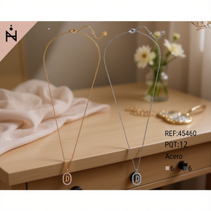 Collana con Ciondolo a Forma di Diamante Lettera D 10x15Cm Stile Collare con Catena in Acciaio - Product Image 3