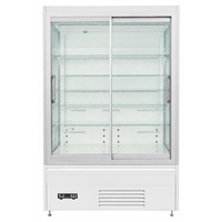 Vitrine Réfrigérée Verticale Commerciale de Haute Qualité avec Porte Coulissante en Verre, Refroidissement par Air, Contrôle Numérique, Efficacité Énergétique 3 Étoiles