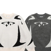 OEM & ODM Pull Personnalisé Homme Y2K Style Décontracté Col Rond Rayé en Maille