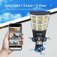 Cámara de Seguridad Solar IP66 ABS con 4G LTE y WiFi, 3 Lentes, para Exteriores, con Luz de Calle, Precio de Fábrica, Venta al Por Mayor B2B