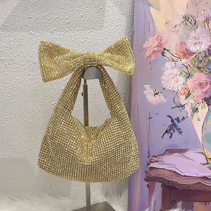 2026 New Fashion Luxury Designer Handbag Purses for Women Shiny Rhinestones <b>Bow</b> Evening Clutch <b>Large</b> Capacity Soft Hobo Tote - Product Image 5