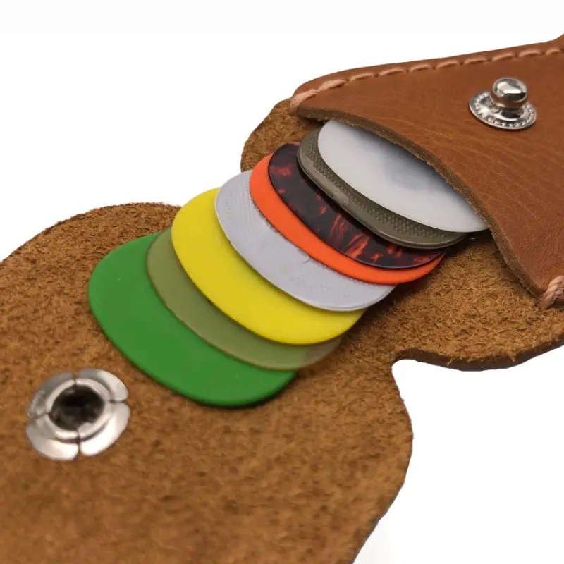 Retro Genuine Leather Guitar Pick Holder Mini Coin Purse Bag Durable Instrument Accessories