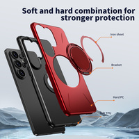 Pour Samsung Galaxy S26 Ultra, coque de téléphone magnétique antichoc 2 en 1 en TPU PC avec effet peau, 360° °   Support rotatif pour anneau compatible A27 A57