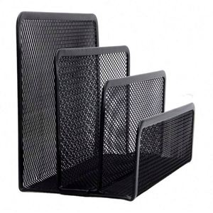 Desktop File Holder Organizer Metal Mesh 3 Vertical Upright Compartments <b>Envelope</b> Bill Mail Paper Holder Desktop Mail Organizer - Product Image 2