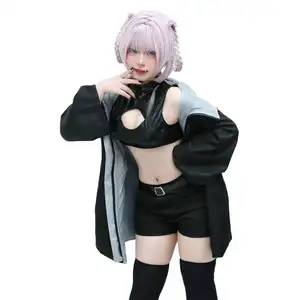 Call Of The Night Nazuna Nanakusa Cosplay Costume Wig Black Cloak Jacket Leather Vest Outfit Cosplay Women