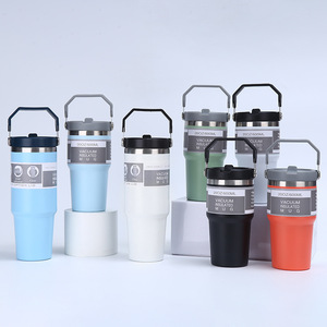 Custom Logo for Eco-Friendly Plastic Double Walled Tumbler with Lid <b>Straw</b> & Rope for Sport Use - Product Image 1