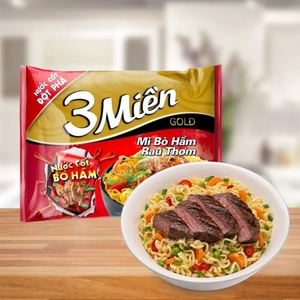 Vente en gros de ragoût de boeuf vietnamien 3 Mien avec nouilles aux herbes nouilles instantanées de qualité supérieure, boeuf salé et saveur d'herbes - Product Image 4