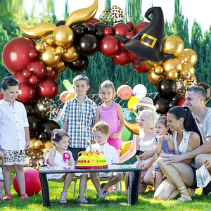 Kit de arco de guirnalda de globos temáticos de hechicero, Kit de arco de guirnalda de globos de látex de oro negro Borgoña, juego de Decoración de <span class=keywords><strong>cumpleaños</strong></span> de <span class=keywords><strong>mago</strong></span> - Product Image 3