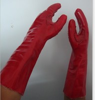 Ventes directes d'usine 40cm Gants de protection renforcés par le pouce en PVC, antidérapants résistants à l'usure, protection épaisse