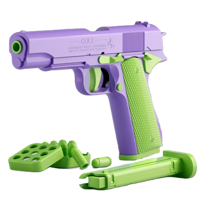 2024 Hot Selling Best 3D Printing Mini Pistol Toy Anti Stress Light Glow 1911 Soft Bullet Ejection Gun Fidget Toys For Kids