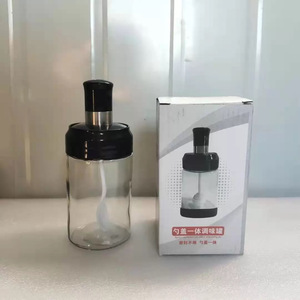 ชุดโถแก้วใส่เครื่องปรุงพร้อมขวดน้ำมันทรงกระบอก ฝาพลาสติกใส สำหรับเก็บของในครัว ขนาดกลาง - Product Image 2