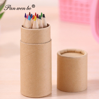 Crayons de couleur Panwenbo, 12 couleurs, crayons de couleur pour l'école, logo personnalisé, crayons de dessin miniatures HB, ensemble avec boîte en papier kraft