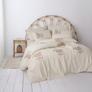Cotton Box Linen Double Duvet Cover <b>Set</b> Cane 4pc Floral Woven Bedding for King Twin <b>Comforter</b> Wedding Home Hospital Warm Stylish - Product Image 3