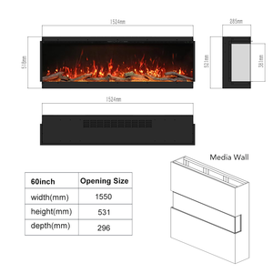 Chimenea Eléctrica Moderna de 60 Pulgadas con Llama LED Realista, Decorativa, de 3 Lados, Calefactor Eléctrico para el Hogar - Product Image 1