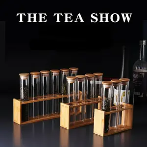 Jarra de vidro para organização caseira, armazenamento moderno para chá e tempero