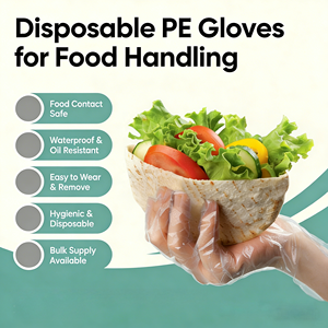 Gants en plastique PE jetables, légers, confortables, imperméables, de qualité alimentaire, emballés individuellement, pour les restaurants de restauration rapide - Product Image 1