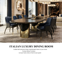 Ensemble de table à manger italienne moderne de luxe pour 10 personnes, table ovale en marbre avec base en acier inoxydable doré, chaises de salle à manger