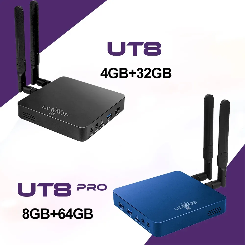 UGOOS UT8 برو الروبوت 11.0 التلفزيون مربع 8GB 64GB RK3568 1000M LAN واي فاي 6 مجموعة أعلى مربع 4K مشغل الوسائط UT8 4GB 32GB VS AM6B زائد AM7