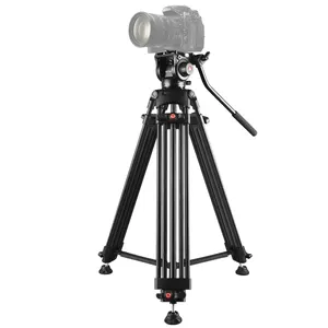 Dropshipping PULUZ Profissional Heavy Duty Filmadora Tripé em Liga de Alumínio com Cabeça Arrastar Fluido para DSLR/Slr