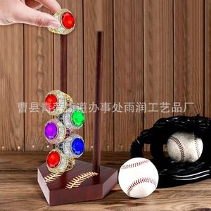 Soporte de exhibición de béisbol de madera con dos varillas para guardar bates, uso en escritorio - Product Image 2