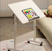 Table d'appoint relevable Gracecoaster moderne blanche avec roulettes, hauteur réglable, en MDF robuste, table de chevet rotative à 360°, pliable pour lit