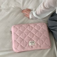 Étui pour ordinateur portable et tablette en polyester avec fermeture éclair et broderie losange mignonne pour jeunes, campus et voyages, 11/13/15 pouces