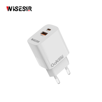 Chargeur mural WISESIR 20W GaN PD QC3.0 PPS USB-A Type-C avec câble rétractable 5V/2.4A ignifuge, pliable, charge rapide OTP