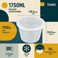TeGuan TG463 Magnetronbestendige Wegwerp Voedselveilige PP Containerdeksel 60oz Capaciteit Meerkleurig voor Meal Prep Fruit Salade Thuisgebruik