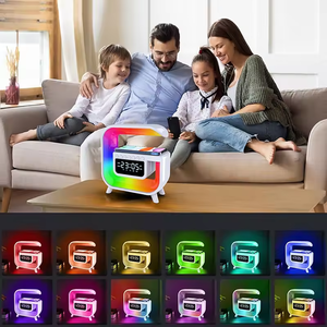 Chargeur sans fil en forme de G, lampe LED avec haut-parleur Bluetooth, réveil, support de chargeur sans fil, <span class=keywords><strong>veilleuse</strong></span> RGB, vente chaude 2024 - Product Image 6